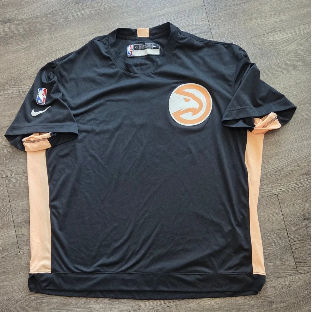 Nike Atlanta Hawks Shooting Shirt Mens XXL Black Peach NBA Authentic